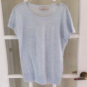 Baby blue and white light sweater top